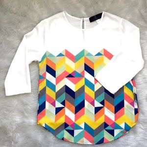 Francesca’s Blue Rain cropped sleeve blouse